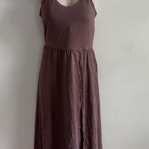HALARA Purple brown Sundress Sleeveless V-Neck Midi